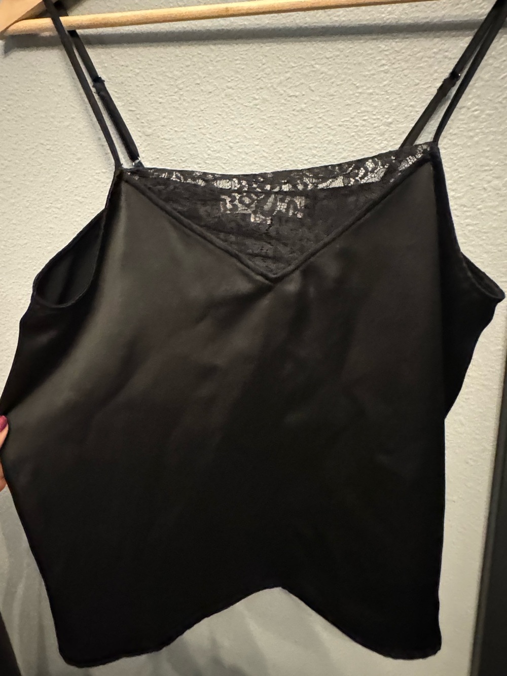 Black Satin Lace-Trim Cami Top - Women Intimates & Sleepwear 🖤 - Picture 7 of 9